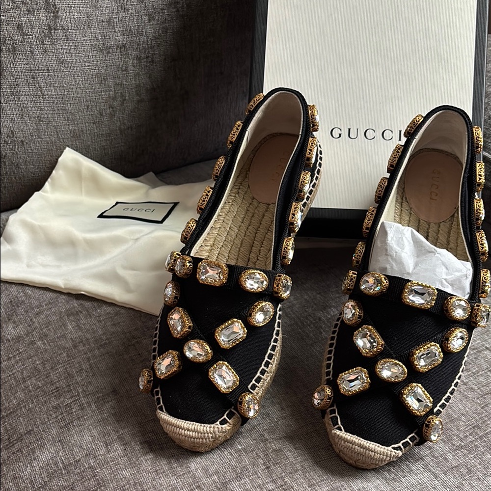 Gucci Black Embellished Women's Espadrilles